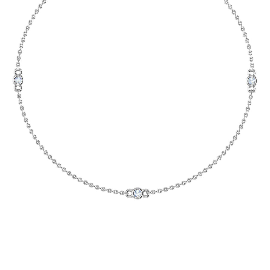 0.05 Carat Diamond By Yard 3 Station Necklace in Gold (Silver Chain Included) - IGI Certified