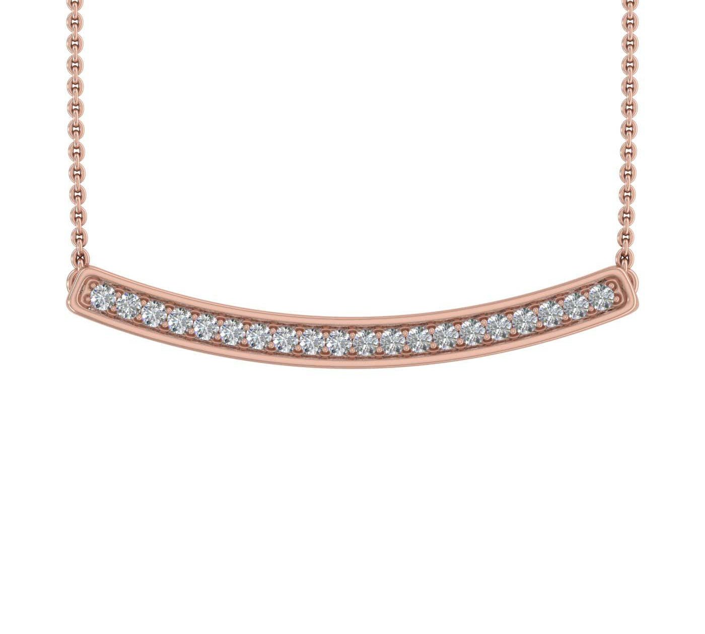 0.15 Carat Diamond Curved Bar Pendant Necklace in Gold (Silver Chain Included) - IGI Certified