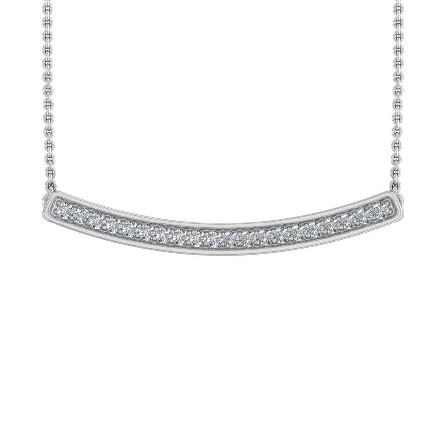 0.15 Carat Diamond Curved Bar Pendant Necklace in Gold (Silver Chain Included) - IGI Certified