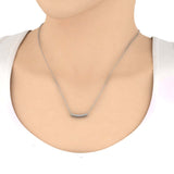 0.15 Carat Diamond Curved Bar Pendant Necklace in Gold (Silver Chain Included)