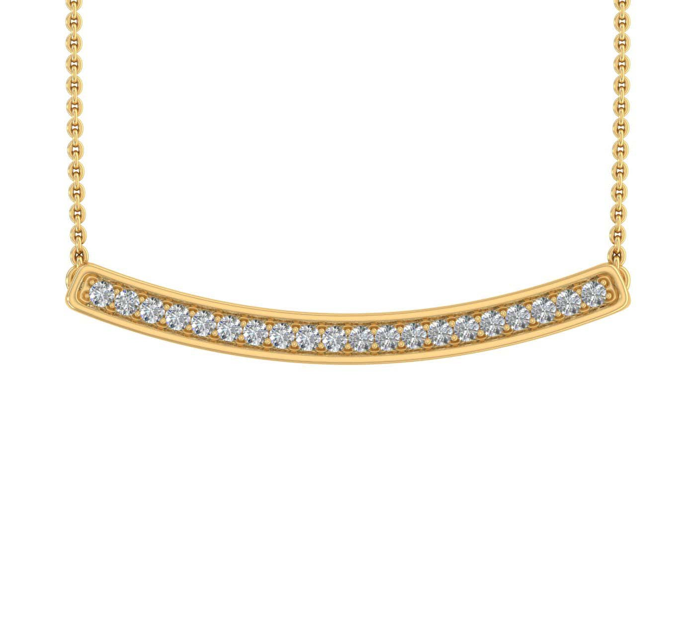 0.15 Carat Diamond Curved Bar Pendant Necklace in Gold (Silver Chain Included) - IGI Certified