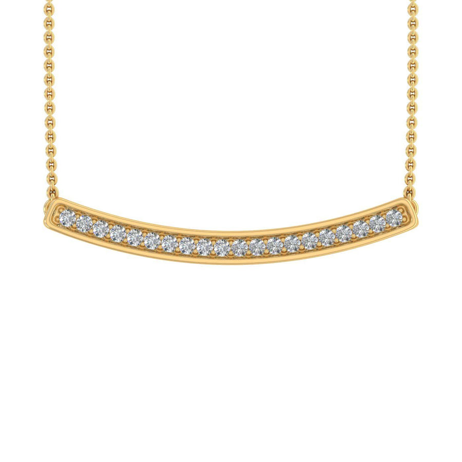 0.15 Carat Diamond Curved Bar Pendant Necklace in Gold (Silver Chain Included)