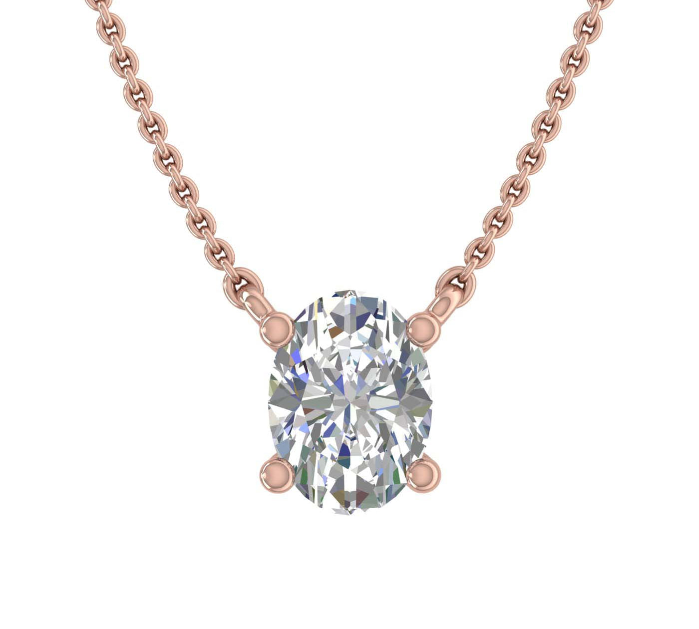 1/3 Carat Oval Cut Diamond Solitaire Pendant Necklace in Gold (Included Silver Chain)