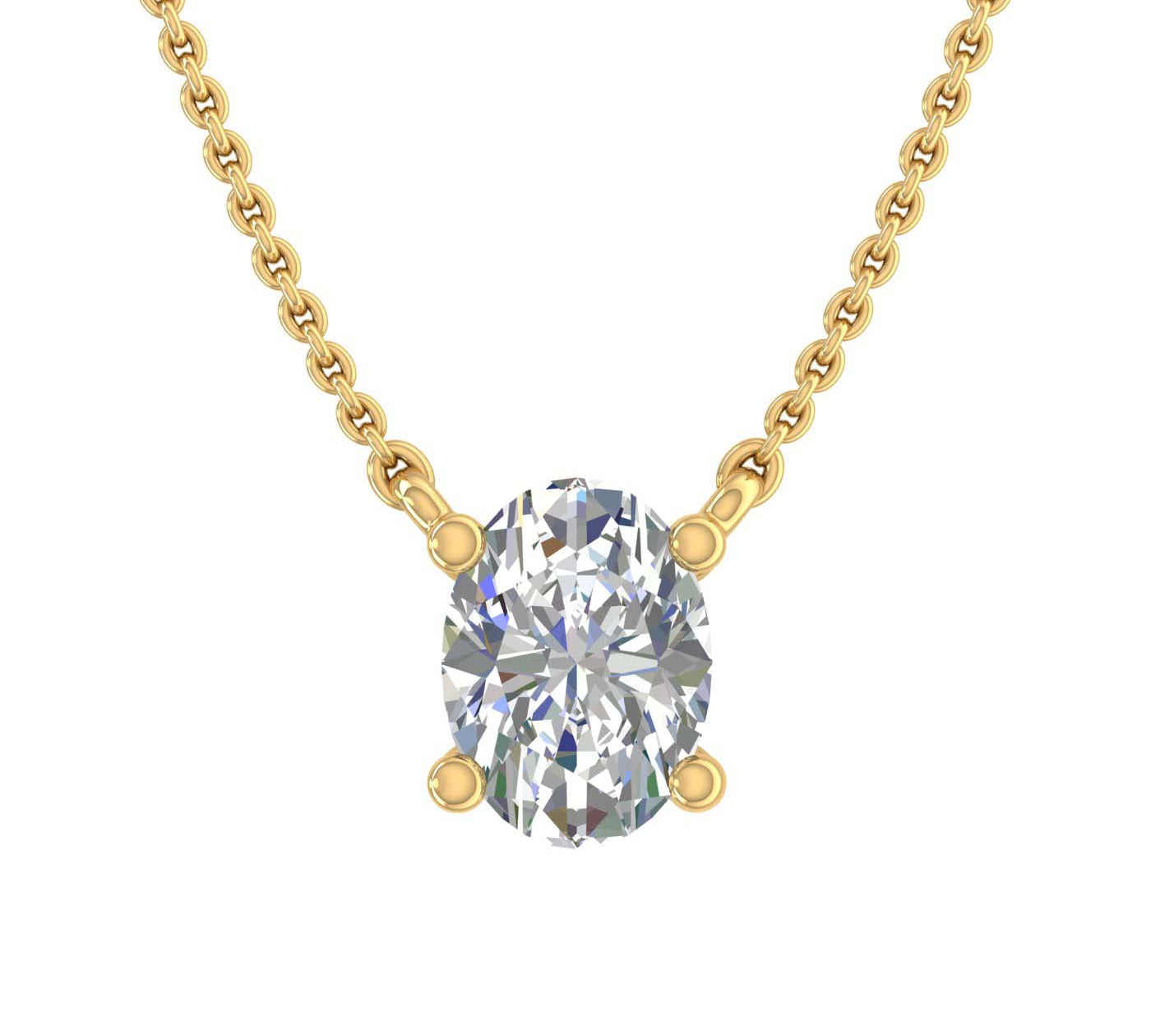 1/3 Carat Oval Cut Diamond Solitaire Pendant Necklace in Gold (Included Silver Chain)