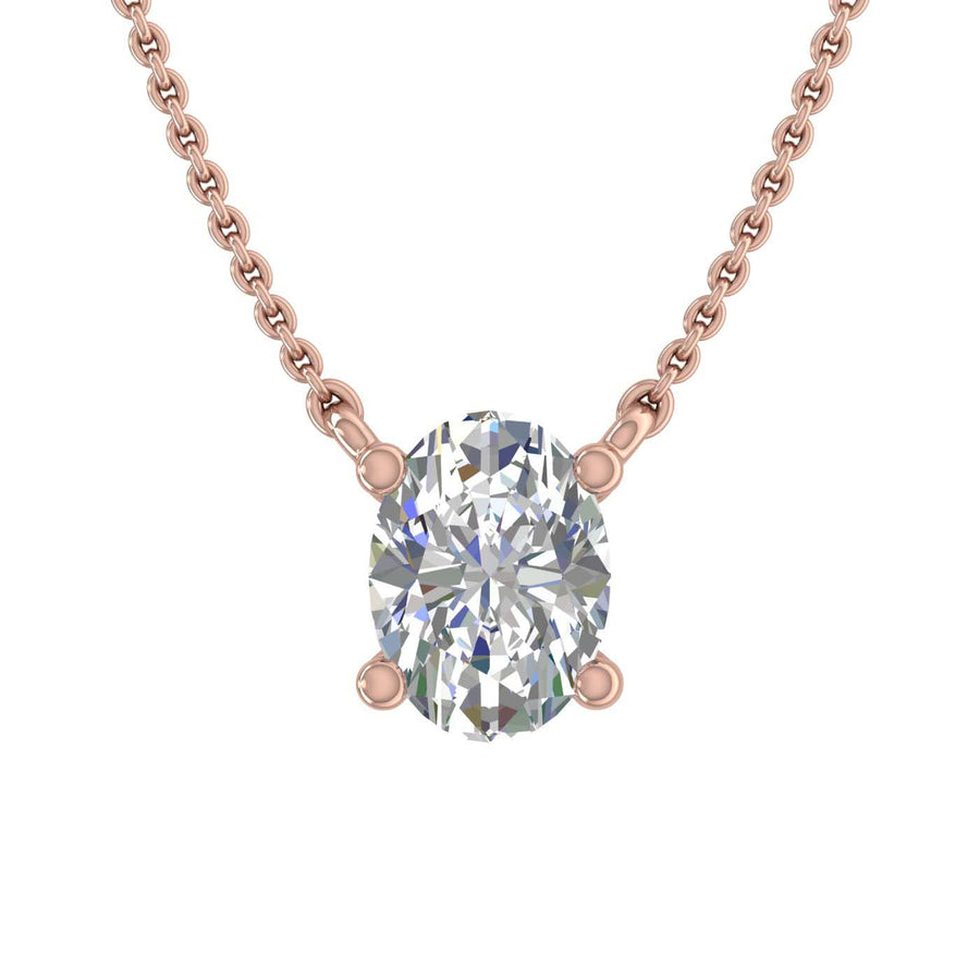 0.37 Carat Oval Cut Diamond Solitaire Pendant Necklace in Gold (Included Silver Chain)