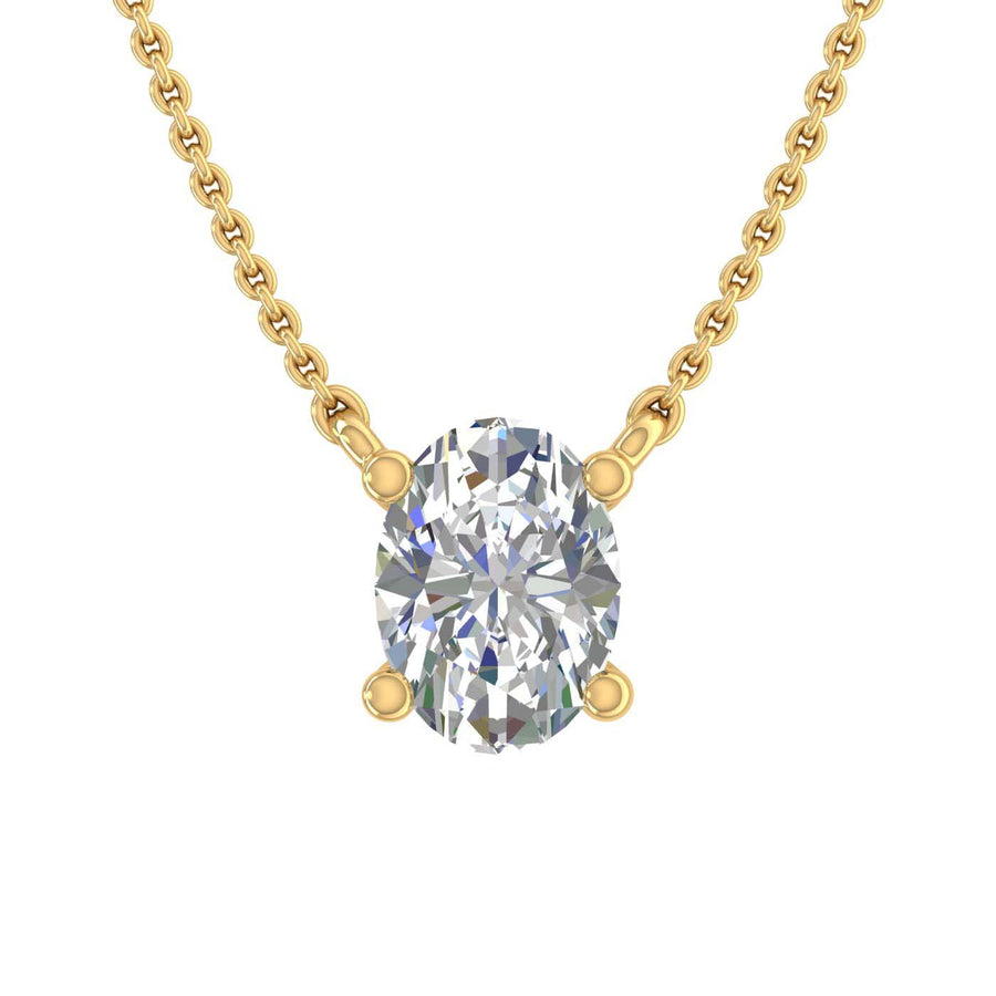 0.37 Carat Oval Cut Diamond Solitaire Pendant Necklace in Gold (Included Silver Chain)