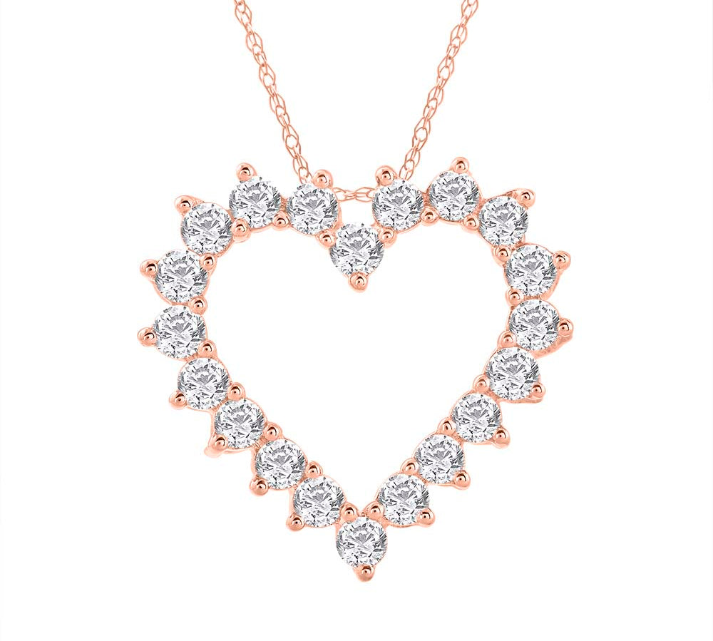 1 Carat Diamond Heart Pendant Necklace in Gold (Included Silver Chain) - IGI Certified