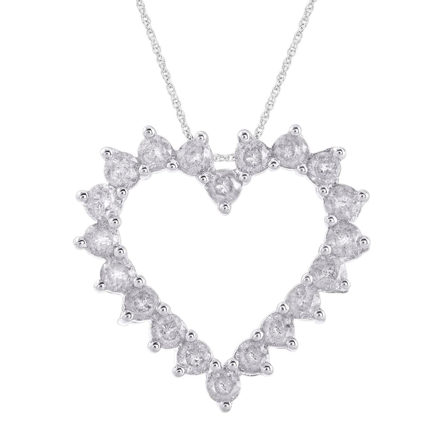 1 Carat Diamond Heart Pendant Necklace in Gold (Included Silver Chain) - IGI Certified
