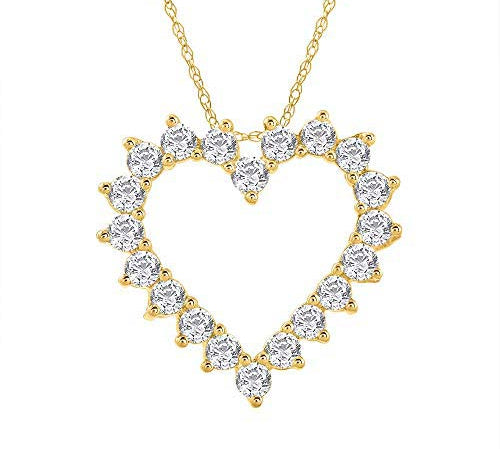 1 Carat Diamond Heart Pendant Necklace in Gold (Included Silver Chain) - IGI Certified