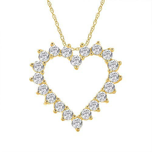 1 Carat Diamond Heart Pendant Necklace in Gold (Included Silver Chain) - IGI Certified
