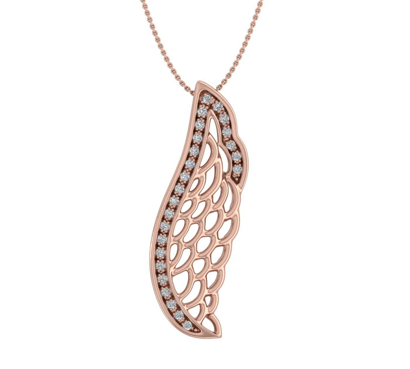 1/10 Carat Diamond Angel Wing Pendant Necklace in Gold (Included Silver Chain) - IGI Certified