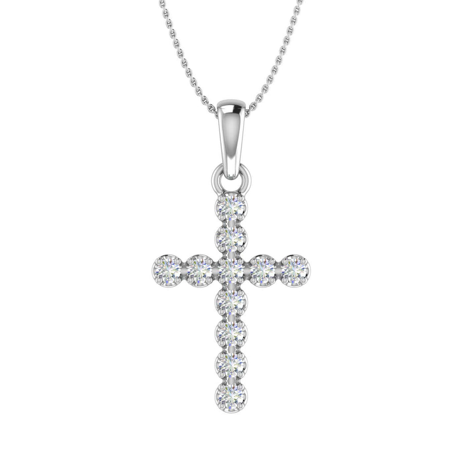 1/5 Carat Diamond Cross Pendant Necklace in Gold (Silver Chain Included)