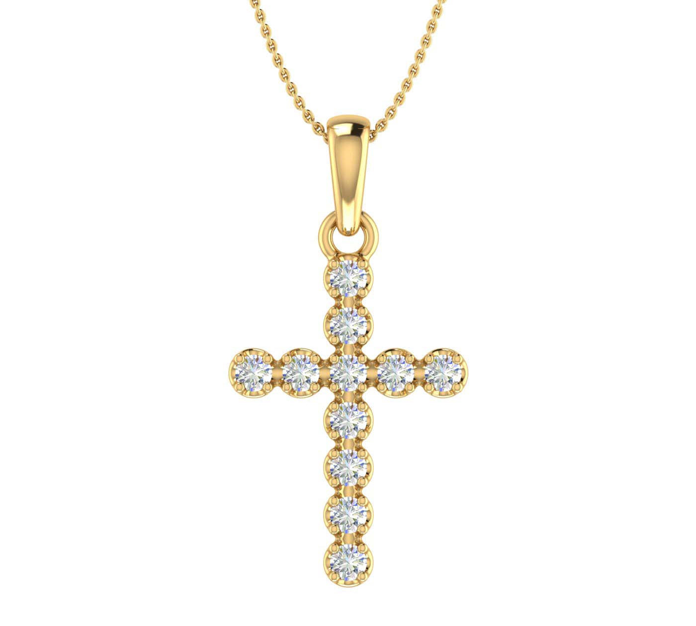 1/5 Carat Diamond Cross Pendant Necklace in Gold (Silver Chain Included)