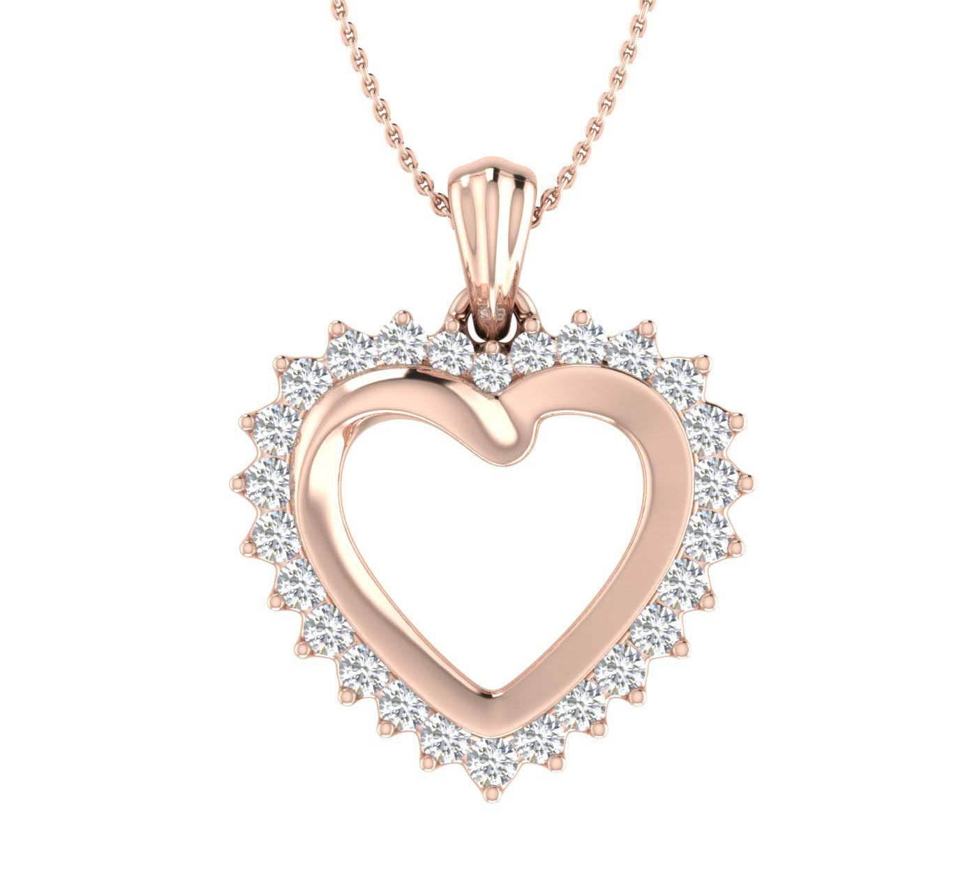 1/4 Carat Diamond Heart Pendant Necklace in Gold (Silver Chain Included) - IGI Certified