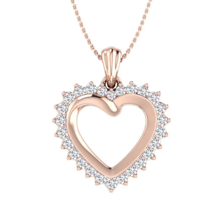 1/4 Carat Diamond Heart Pendant Necklace in Gold (Silver Chain Included) - IGI Certified