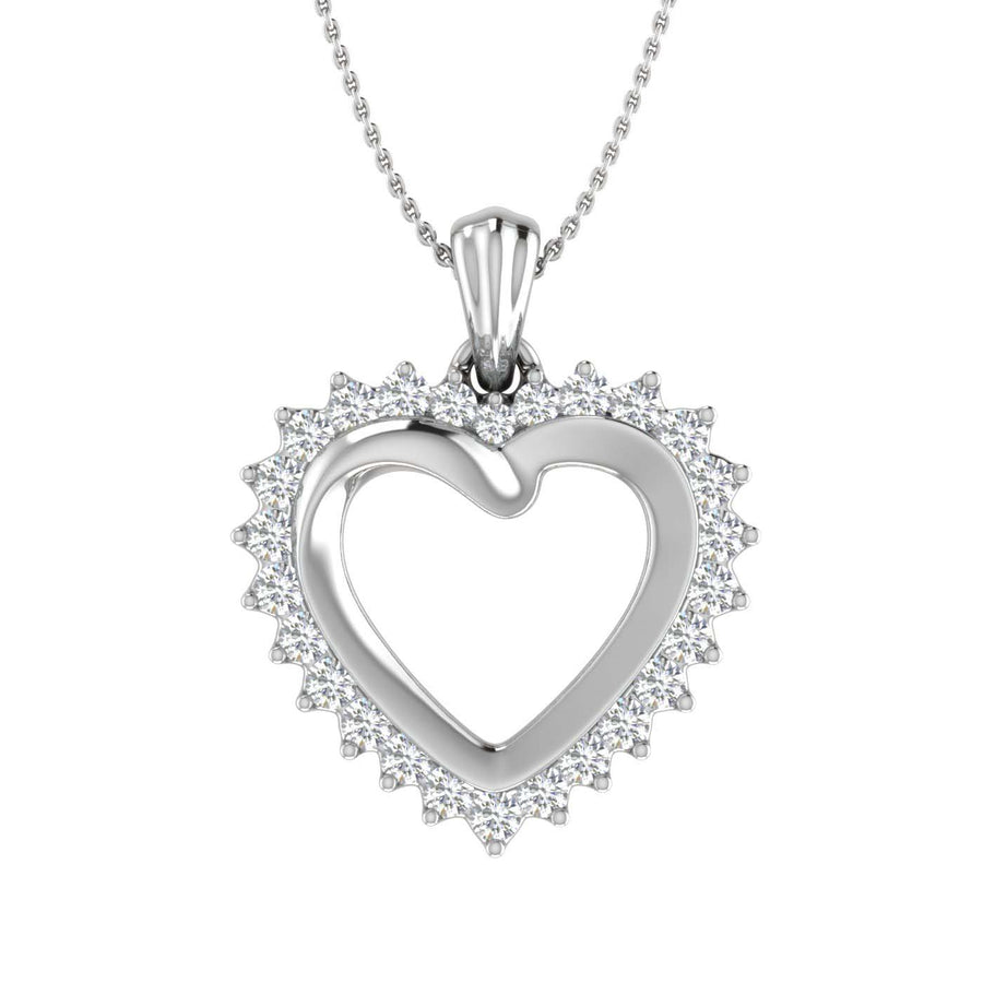1/4 Carat Diamond Heart Pendant Necklace in Gold (Silver Chain Included)
