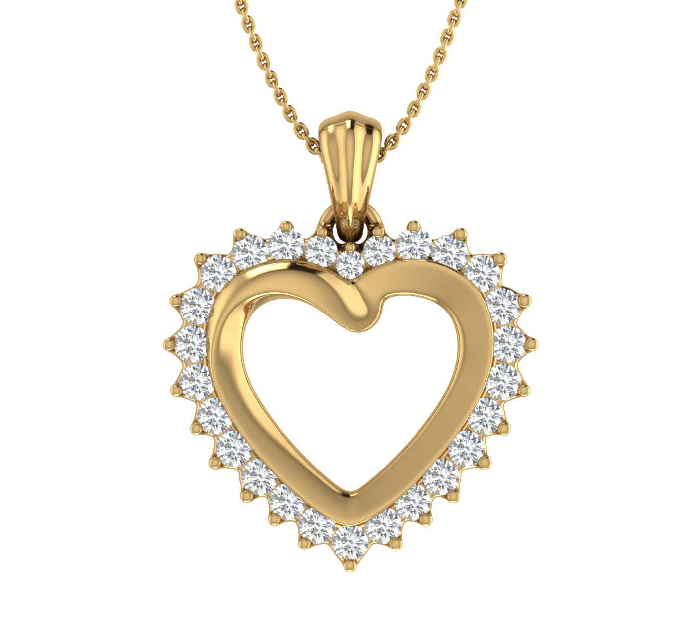 1/4 Carat Diamond Heart Pendant Necklace in Gold (Silver Chain Included) - IGI Certified