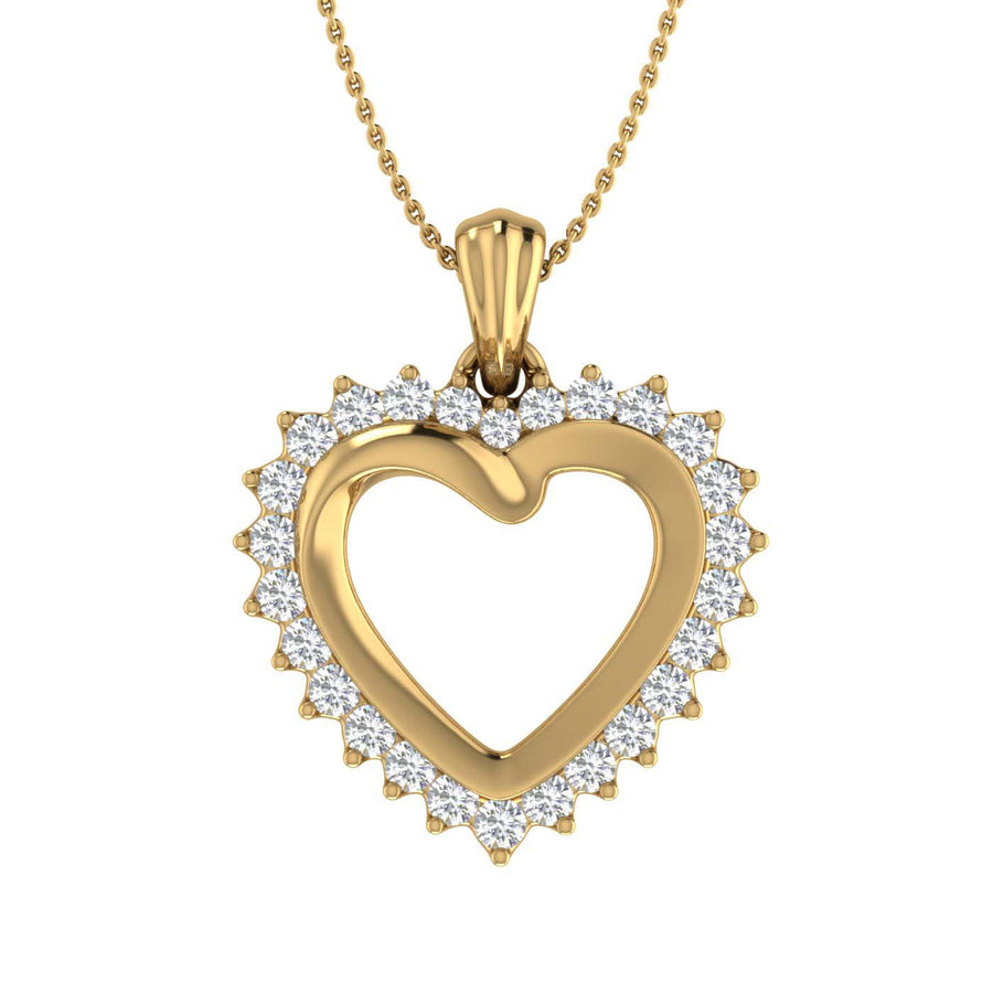 1/4 Carat Diamond Heart Pendant Necklace in Gold (Silver Chain Included) - IGI Certified
