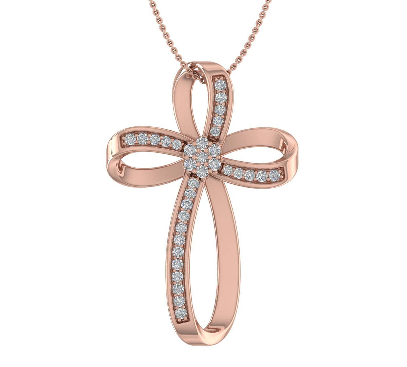 0.15 Carat Diamond Cross Pendant Necklace in Gold (Silver Chain Included)