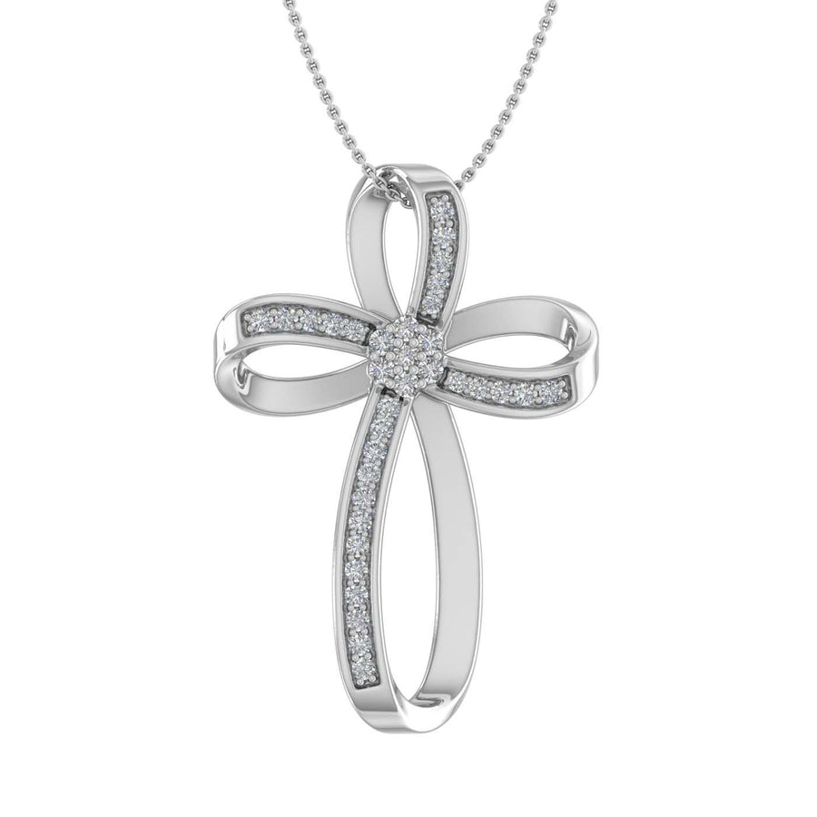 0.15 Carat Diamond Cross Pendant Necklace in Gold (Silver Chain Included) - IGI Certified