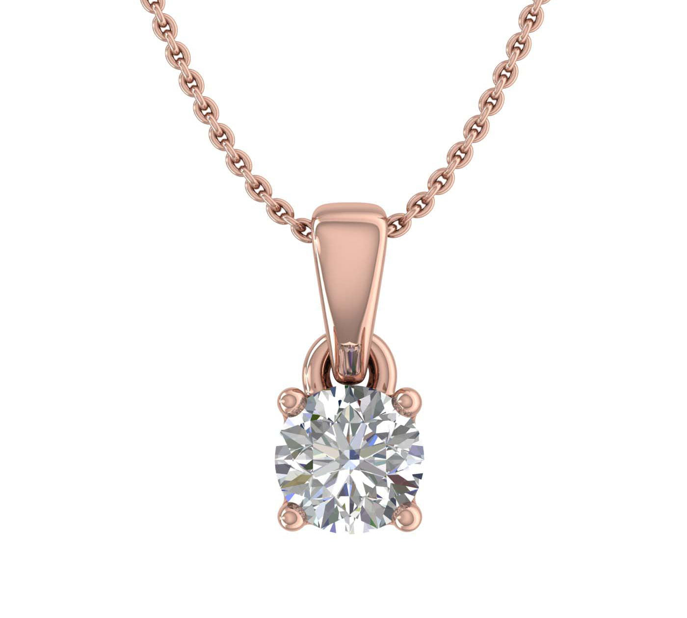 1/4 Carat 4-Prong Set Diamond Solitaire Pendant Necklace in Gold (with Silver Chain) - IGI Certified
