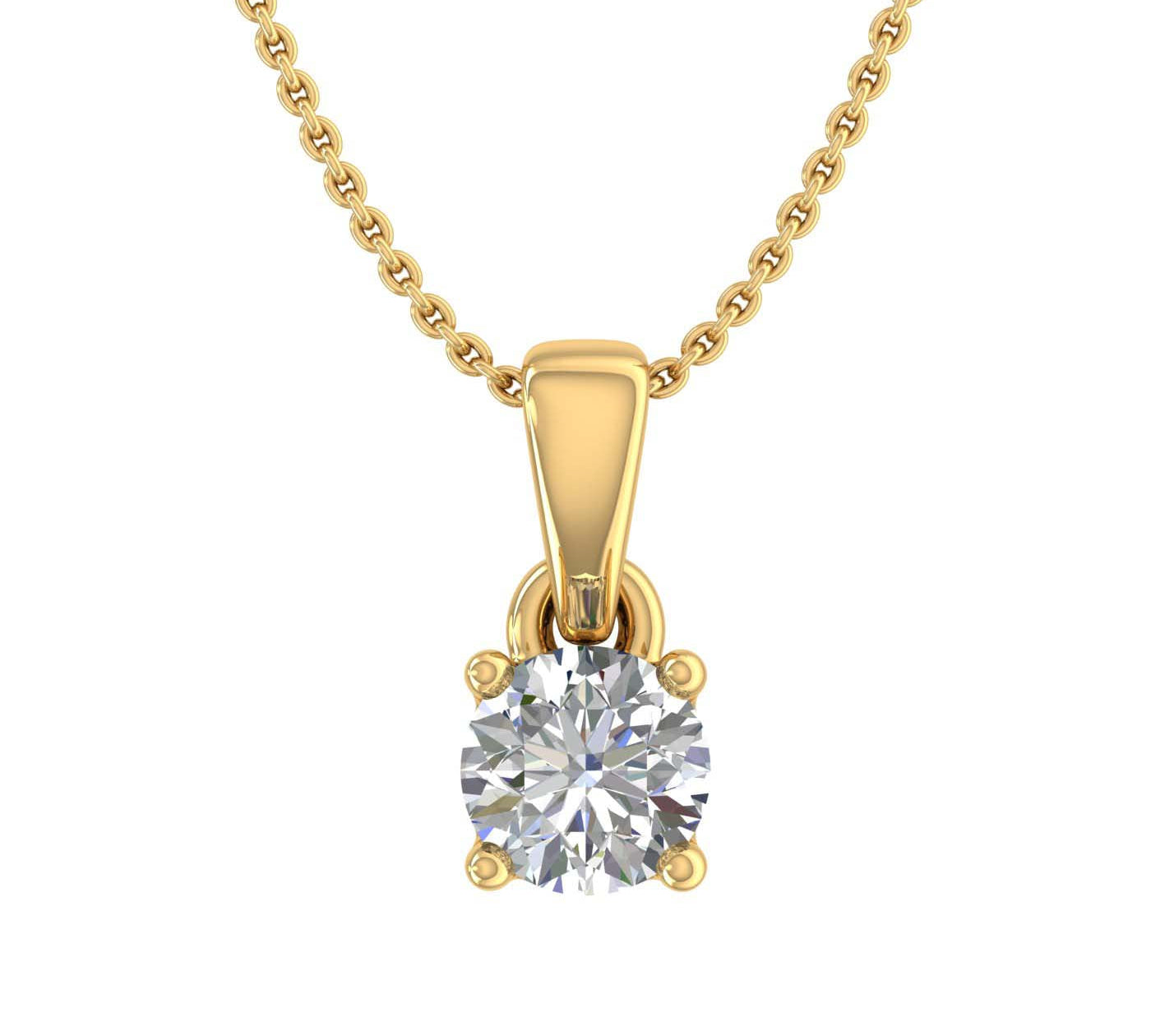 1/4 Carat 4-Prong Set Diamond Solitaire Pendant Necklace in Gold (with Silver Chain) - IGI Certified