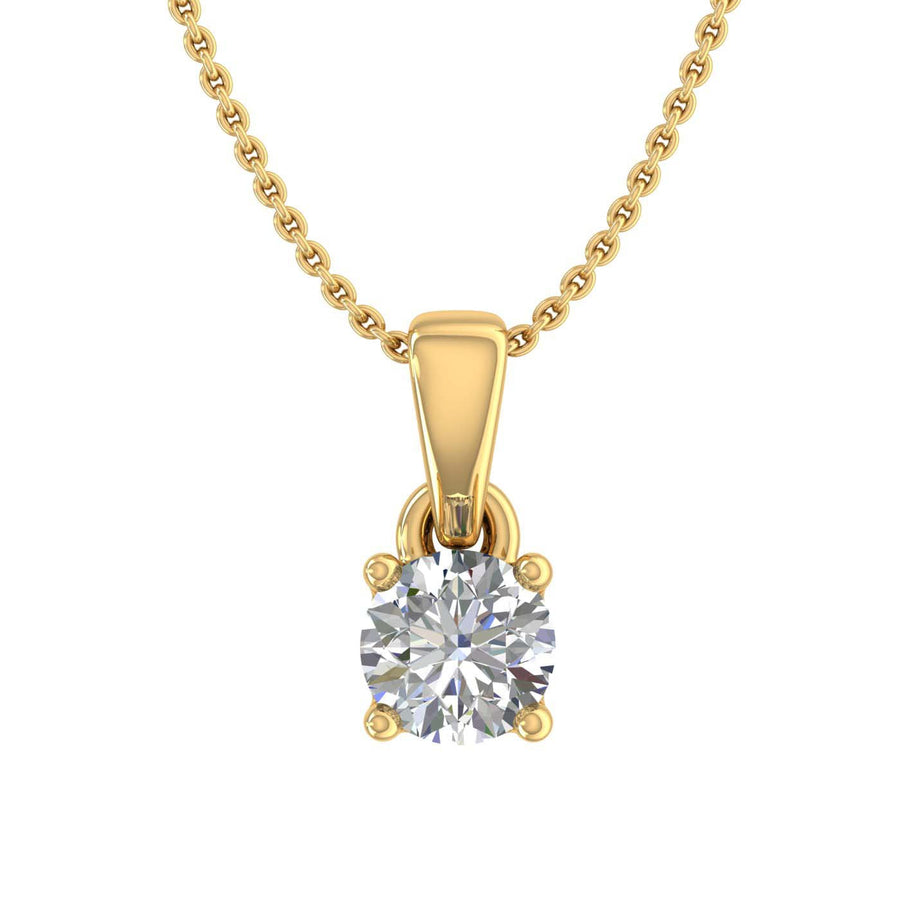 1/4 Carat 4-Prong Set Diamond Solitaire Pendant Necklace in Gold (with Silver Chain)