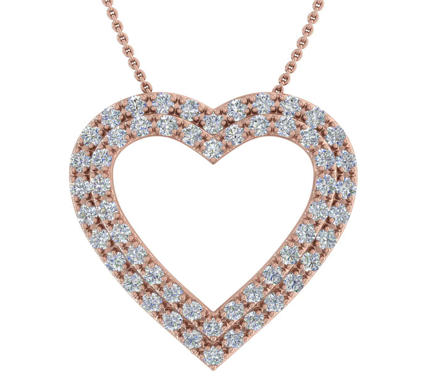 Gold Prong Set Diamond Heart Pendant Necklace (1/3 carat)- (Silver Chain Included) - IGI Certified