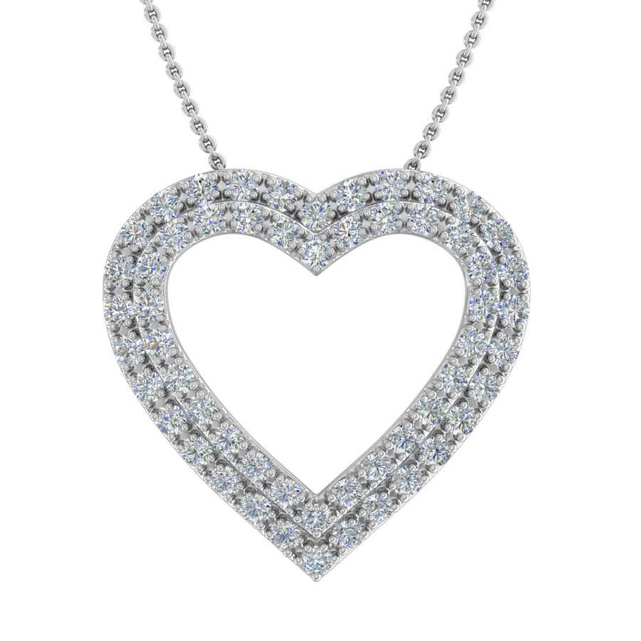 Gold Prong Set Diamond Heart Pendant Necklace (1/3 carat)- (Silver Chain Included)