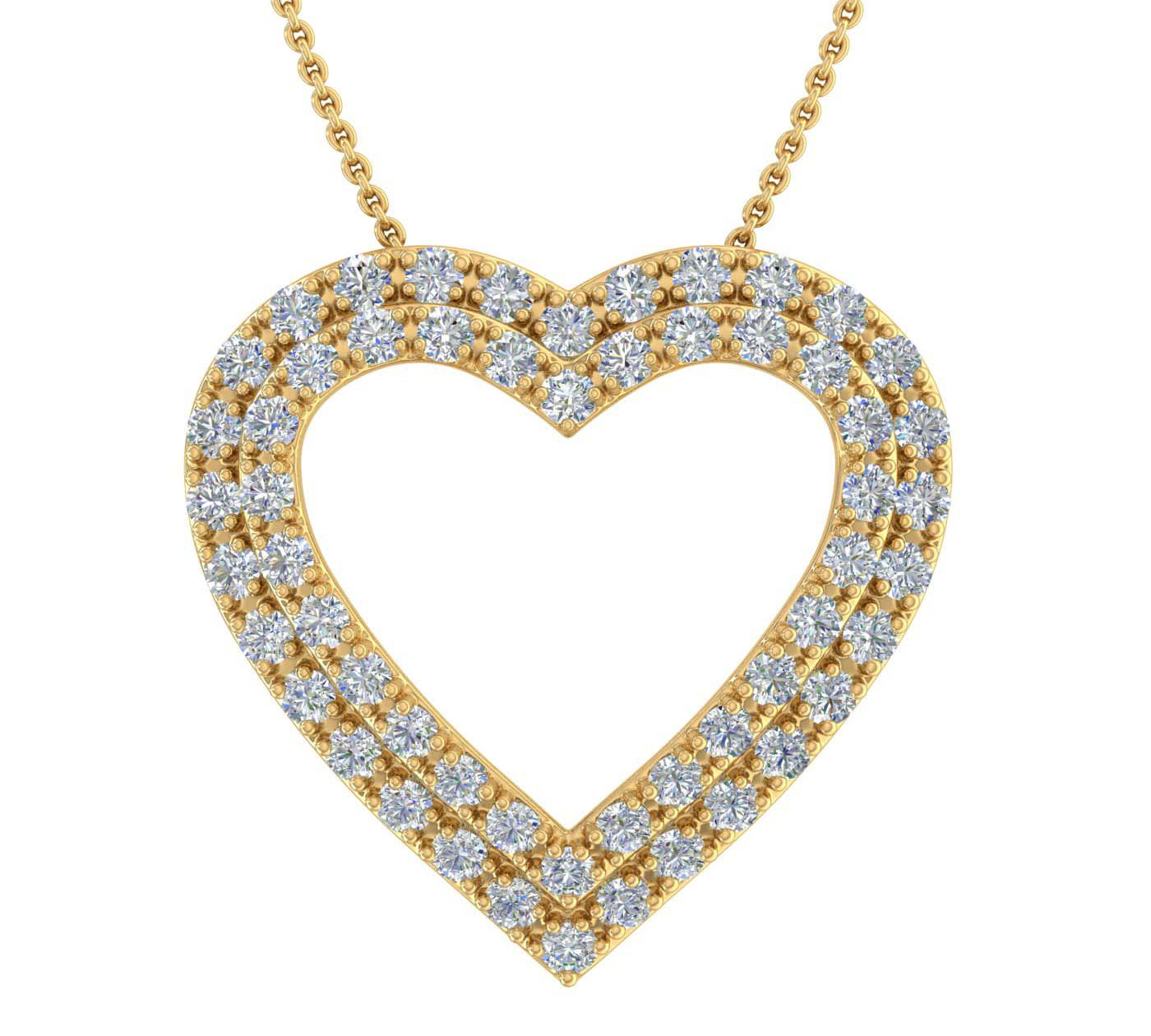 Gold Prong Set Diamond Heart Pendant Necklace (1/3 carat)- (Silver Chain Included) - IGI Certified