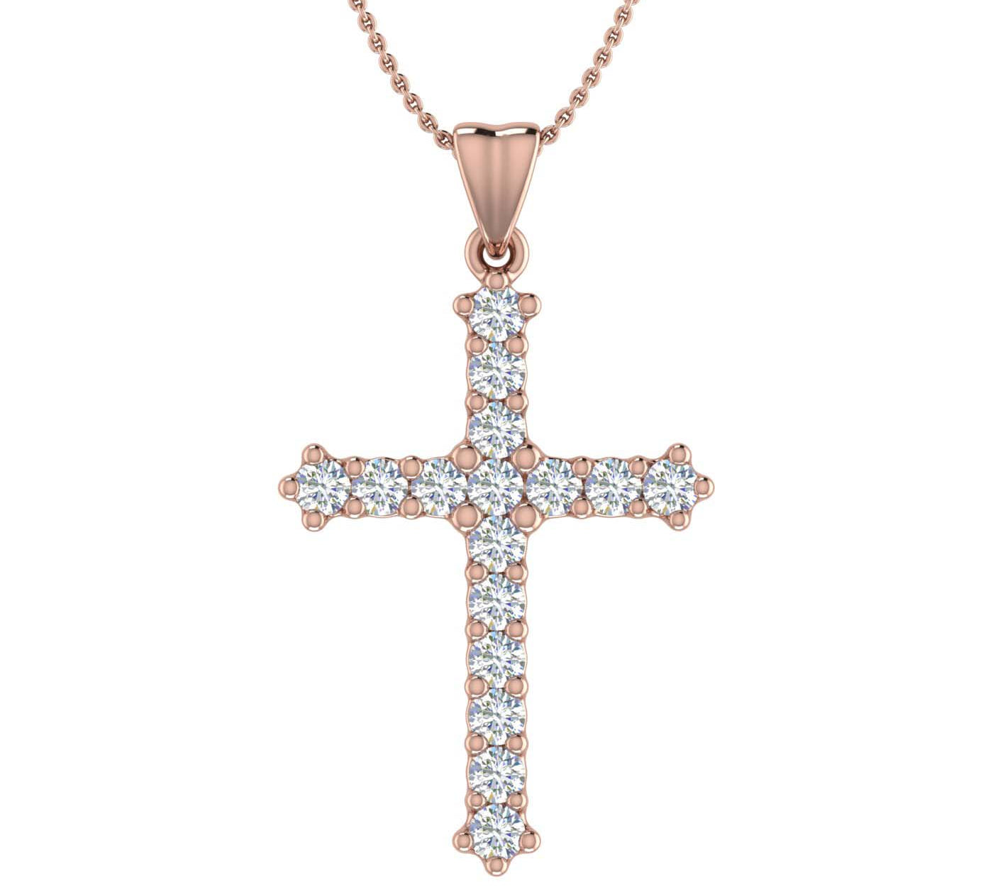 1/2 Carat Diamond Cross Pendant Necklace in Gold (Silver Chain Included)