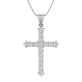 1/2 Carat Diamond Cross Pendant Necklace in Gold (Silver Chain Included) - IGI Certified