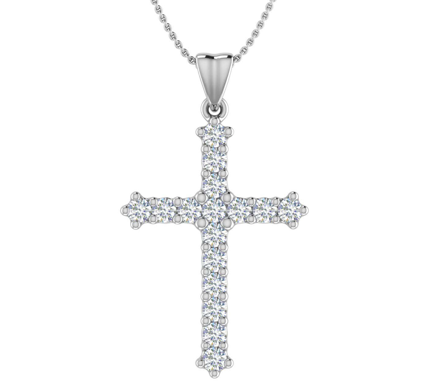 1/2 Carat Diamond Cross Pendant Necklace in Gold (Silver Chain Included) - IGI Certified