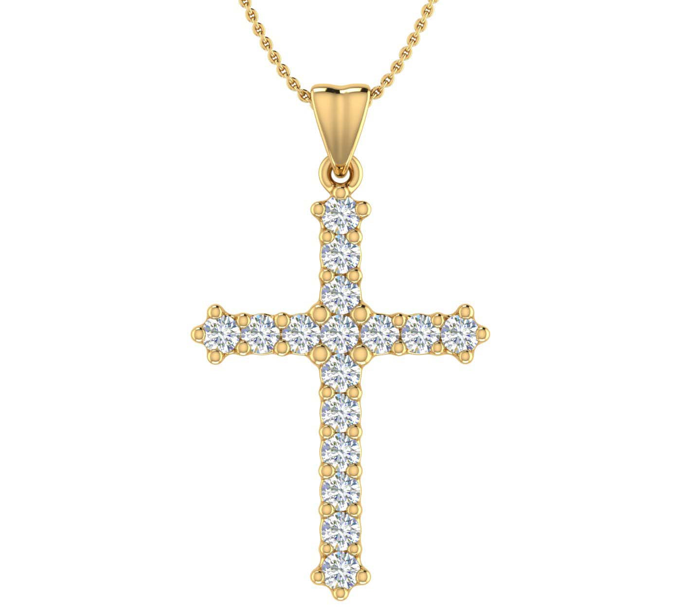 1/2 Carat Diamond Cross Pendant Necklace in Gold (Silver Chain Included)
