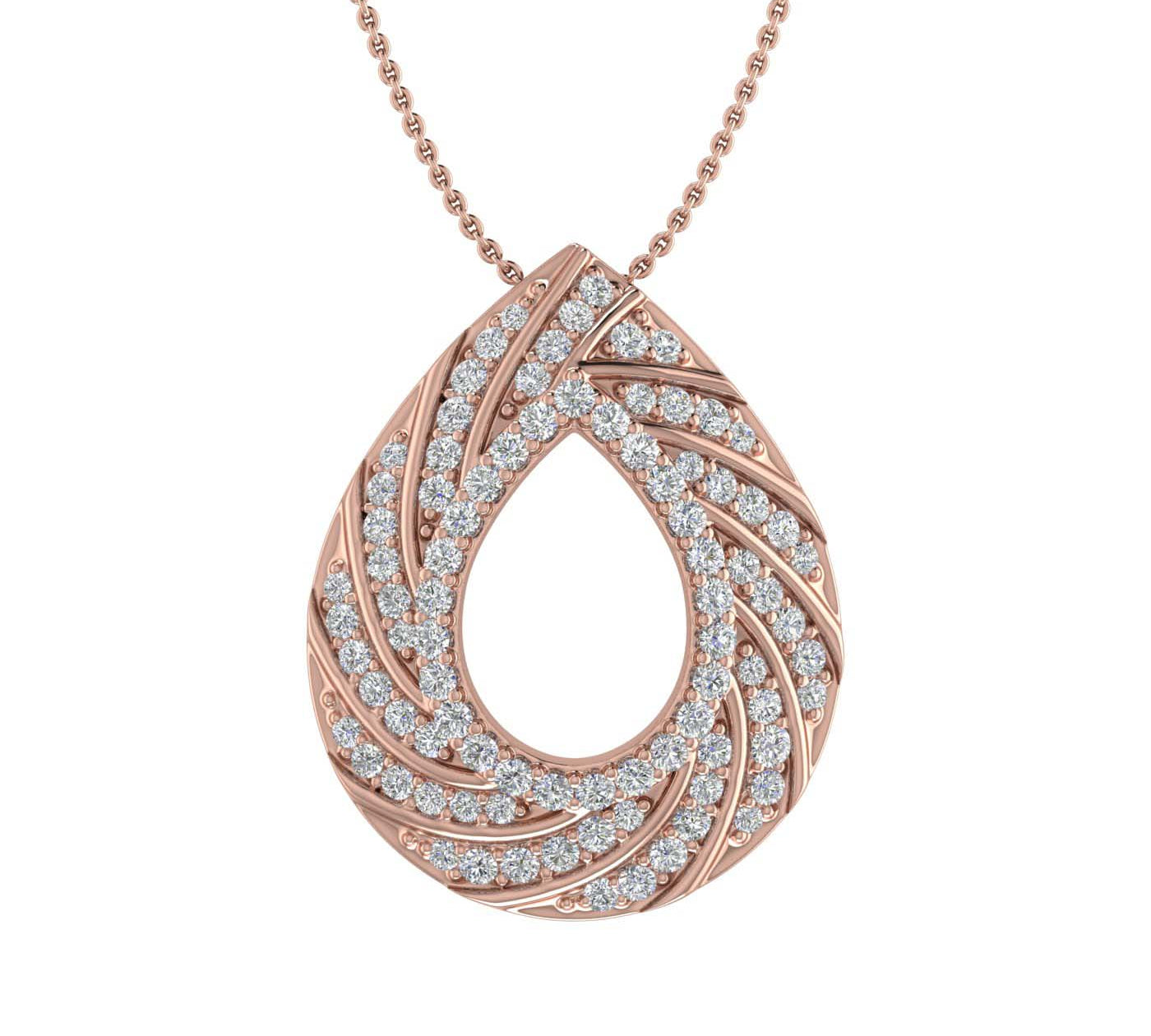 1/2 Carat Diamond Drop Shaped Pendant Necklace in Gold (Silver Chain Included)