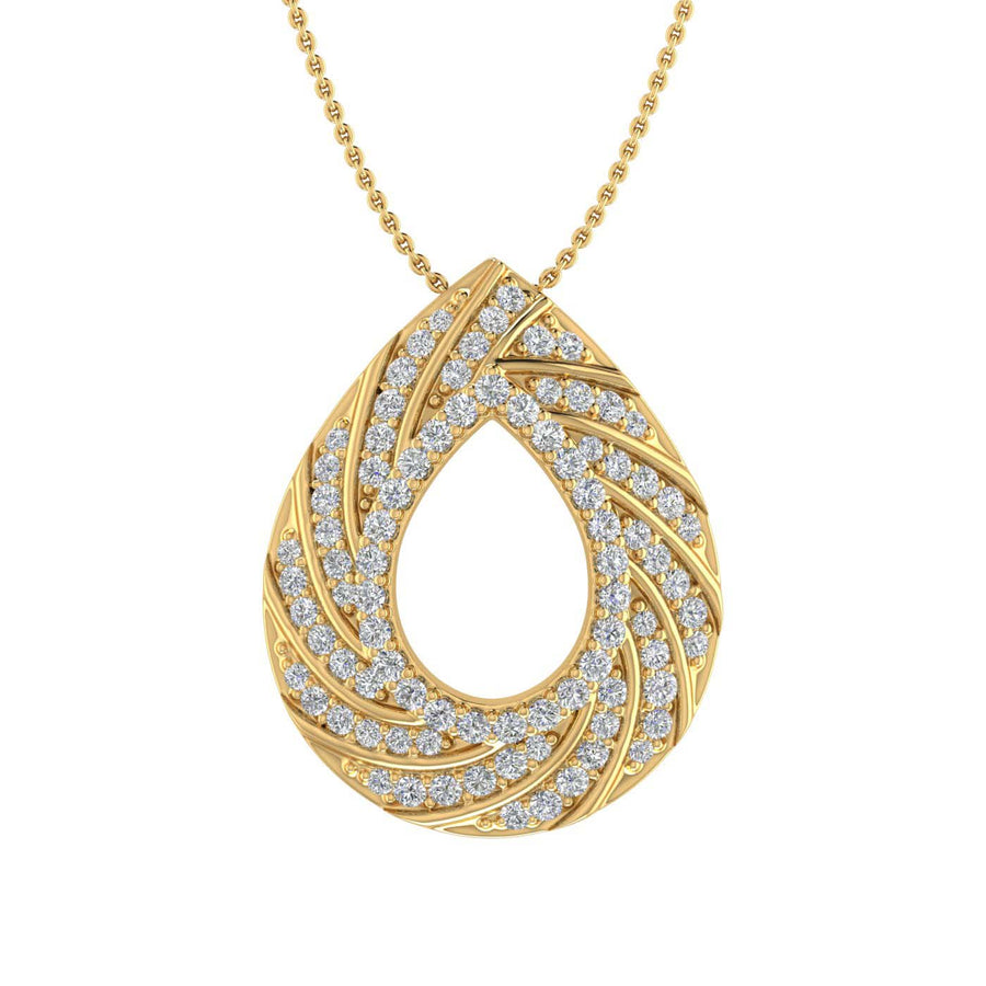 1/2 Carat Diamond Drop Shaped Pendant Necklace in Gold (Silver Chain Included) - IGI Certified
