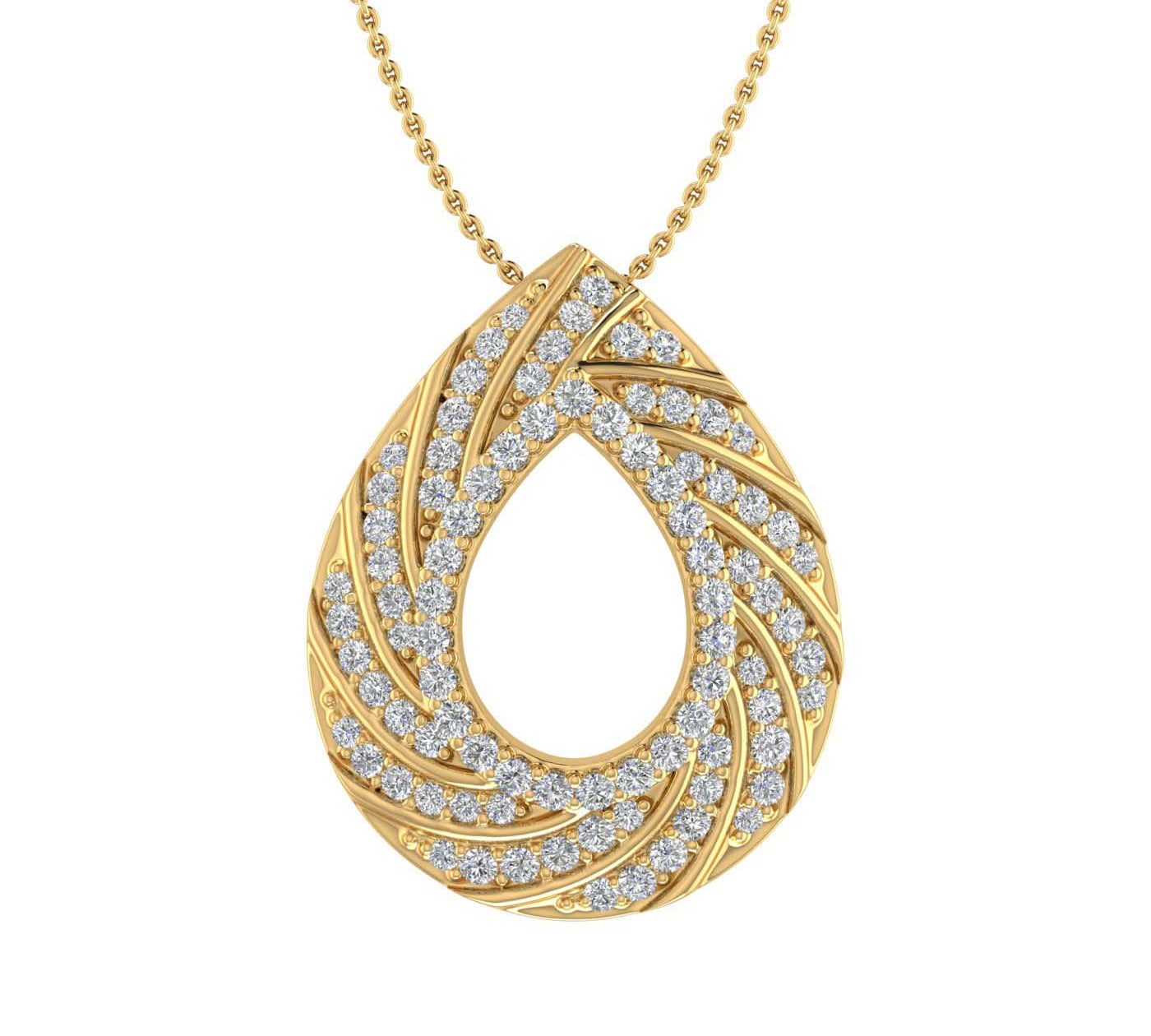 1/2 Carat Diamond Drop Shaped Pendant Necklace in Gold (Silver Chain Included)