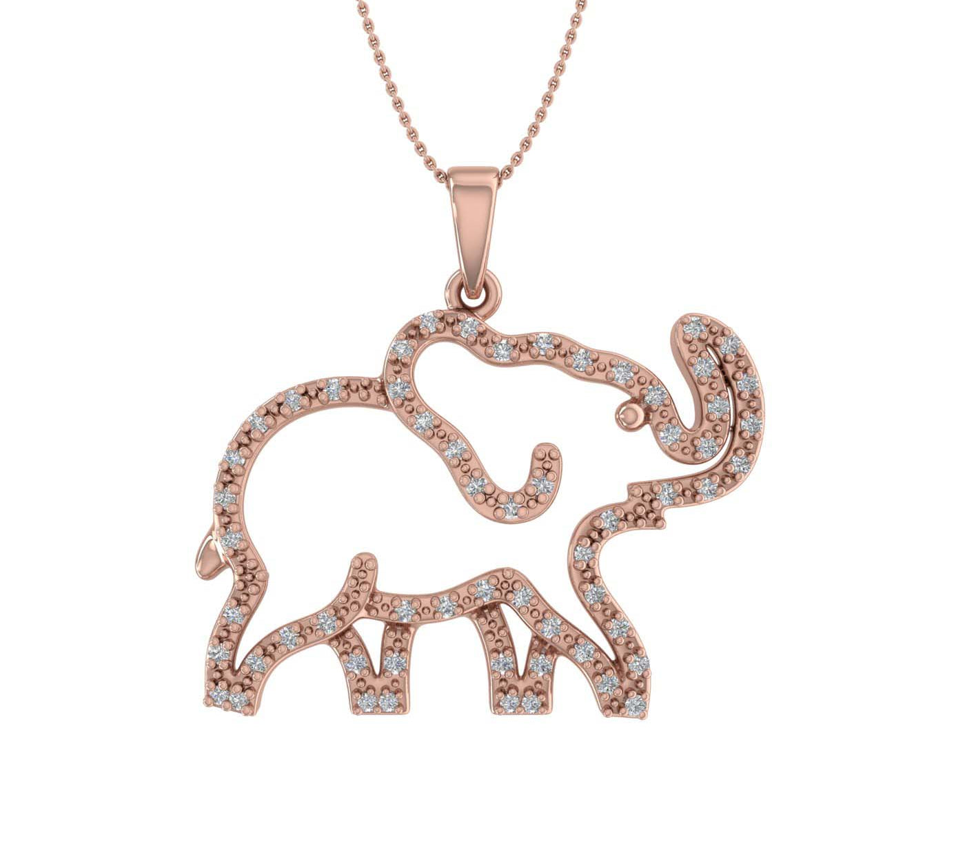 1/5 Carat Diamond Baby Elephant Pendant Necklace in Gold (Included Silver Chain) - IGI Certified