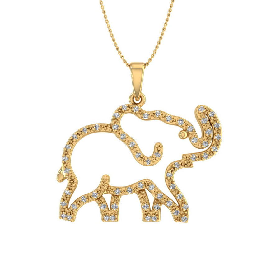 1/5 Carat Diamond Baby Elephant Pendant Necklace in Gold (Included Silver Chain) - IGI Certified
