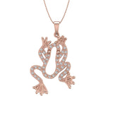 0.15 Carat Diamond Frog Pendant Necklace in Gold (Included Silver Chain) - IGI Certified