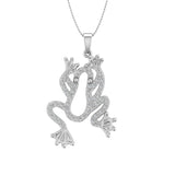 0.15 Carat Diamond Frog Pendant Necklace in Gold (Included Silver Chain) - IGI Certified