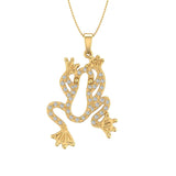 0.15 Carat Diamond Frog Pendant Necklace in Gold (Included Silver Chain) - IGI Certified