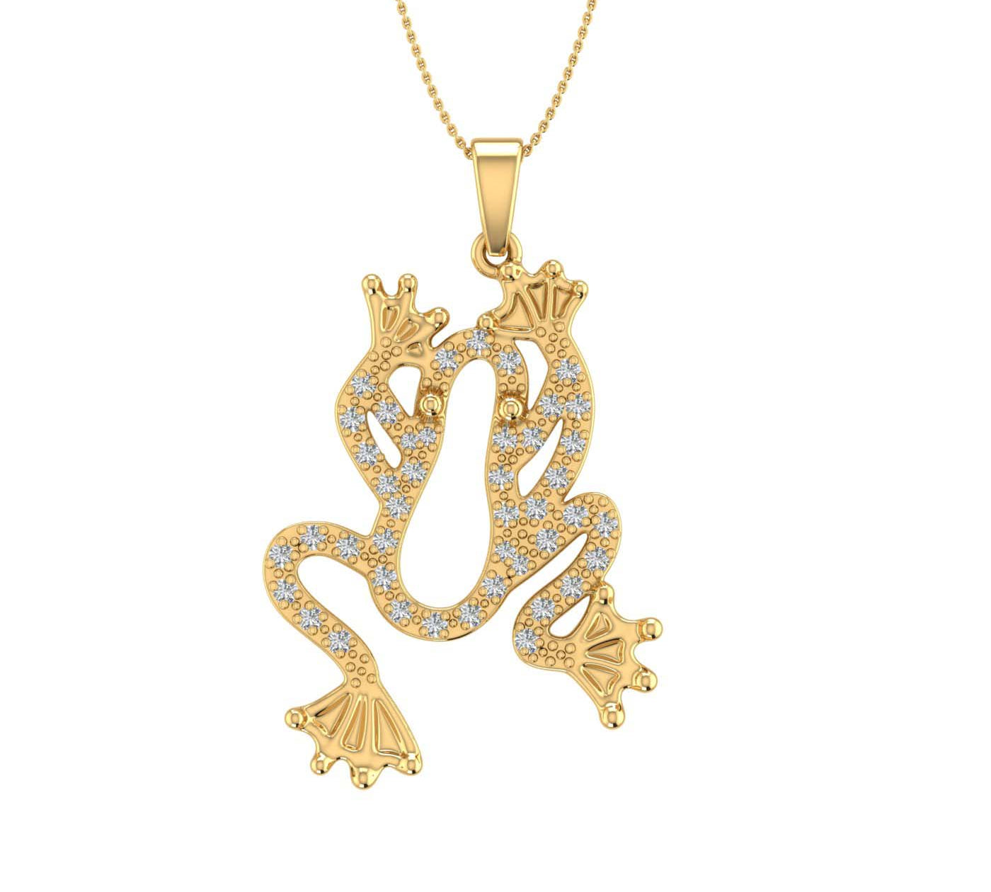 0.15 Carat Diamond Frog Pendant Necklace in Gold (Included Silver Chain)