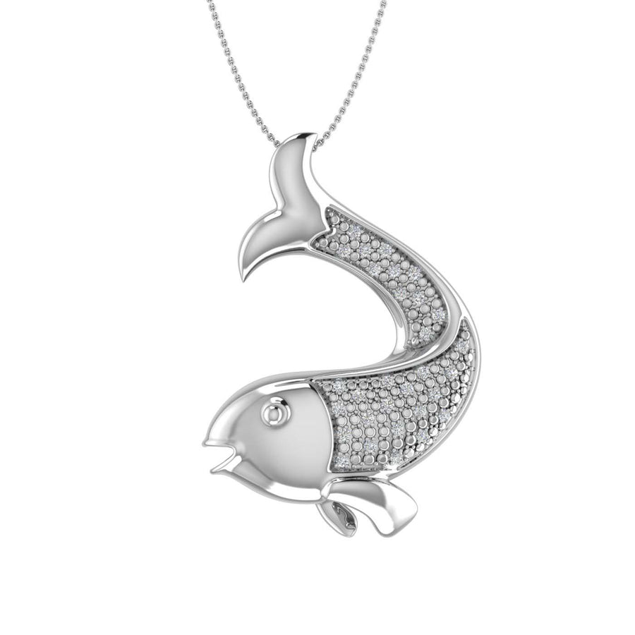 0.15 Carat Diamond Fish Pendant Necklace in Gold (Silver Chain Included)