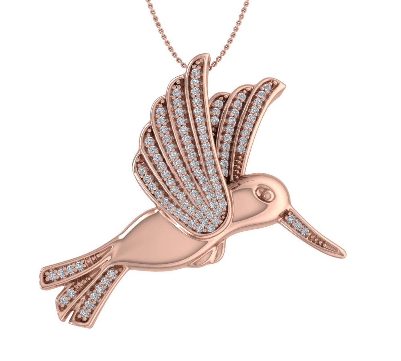 1/5 Carat Bird Diamond Pendant Necklace in Gold (Silver Chain Included)