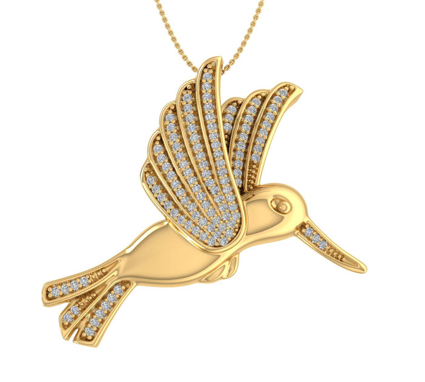 1/5 Carat Bird Diamond Pendant Necklace in Gold (Silver Chain Included)