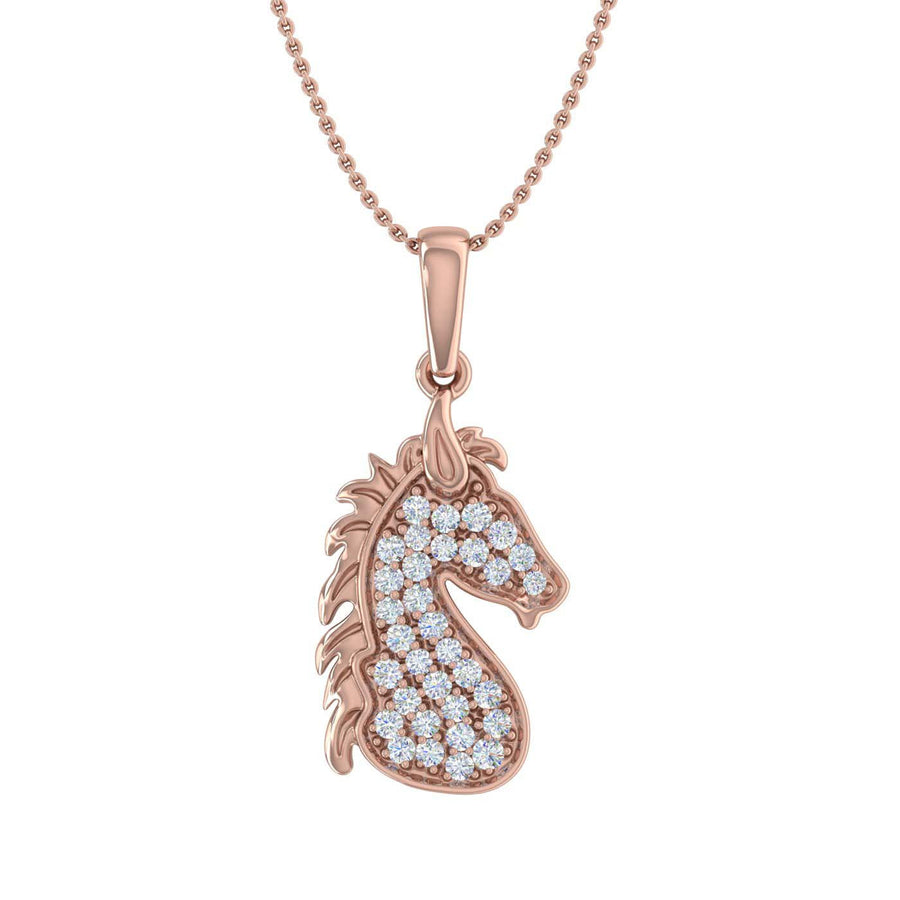 1/4 ctw Sea Horse Animal Diamond Pendant Necklace in Gold (Silver Chain Included)