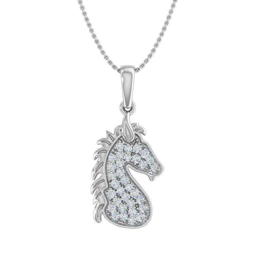 1/4 ctw Sea Horse Animal Diamond Pendant Necklace in Gold (Silver Chain Included)