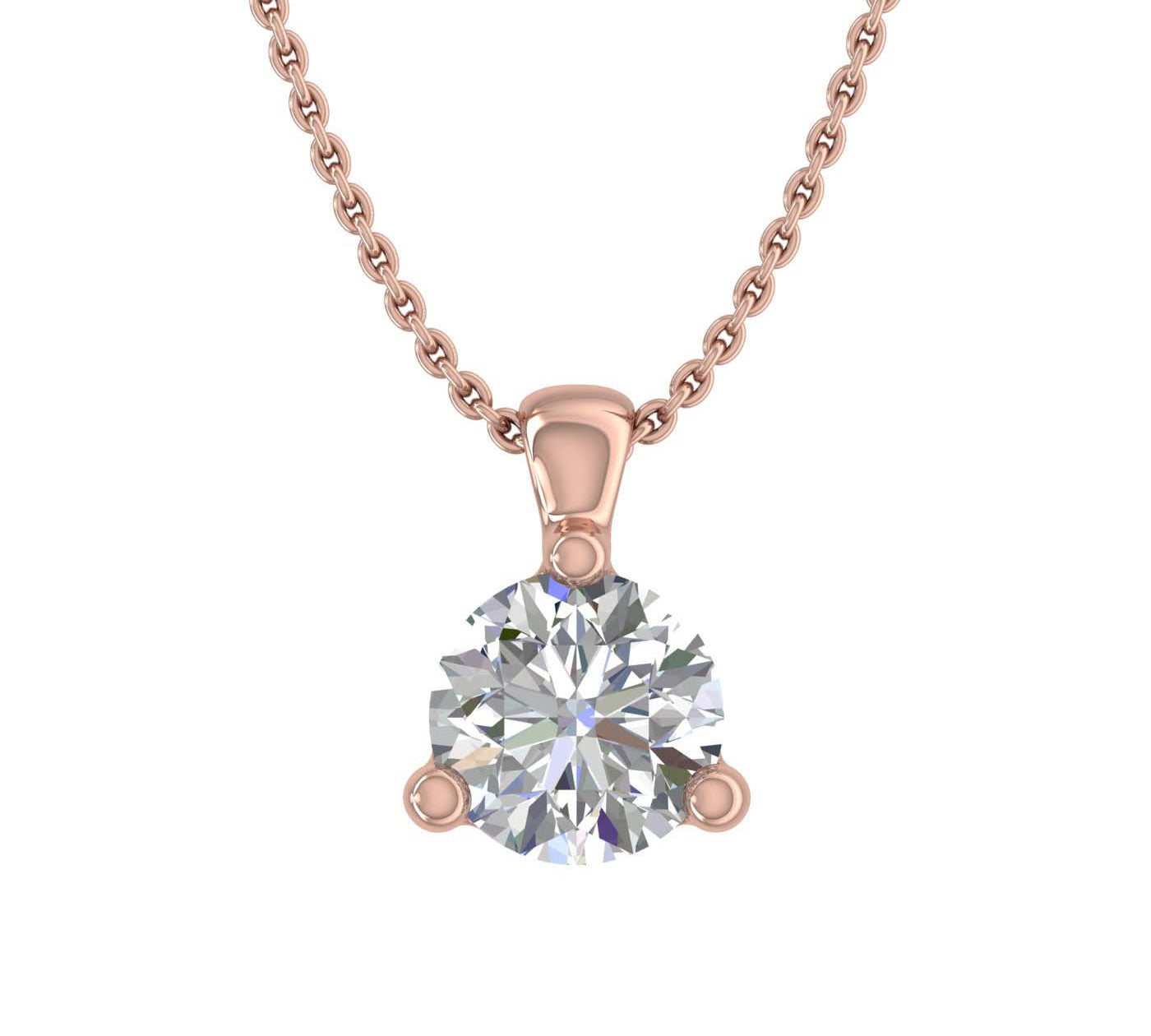 1/5 Carat Diamond 3-Prong Set Solitaire Pendant Necklace in Gold (with Silver Chain) - IGI Certified