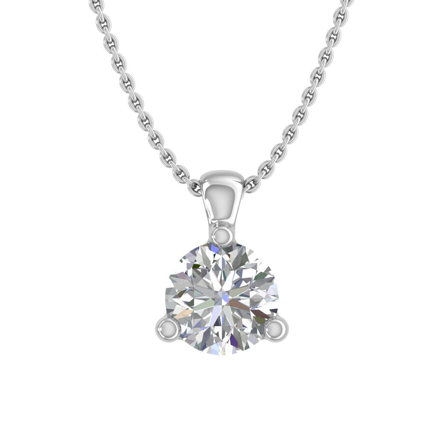 1/5 Carat Diamond 3-Prong Set Solitaire Pendant Necklace in Gold (with Silver Chain) - IGI Certified